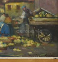 Kássa Gábor (1893-1961): Zuglói piac részlet. Olaj, karton, jelzett, hátoldalán a művész bélyegzőjév...