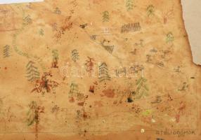 Kássa Gábor (1893-1961): Zuglói piac részlet. Olaj, karton, jelzett, hátoldalán a művész bélyegzőjév...