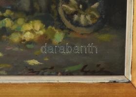 Kássa Gábor (1893-1961): Zuglói piac részlet. Olaj, karton, jelzett, hátoldalán a művész bélyegzőjév...