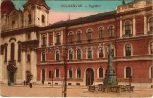 1914 Kolozsvár, Cluj; egyetem, Mária oszlop. Menza tőzsde kiadása / university, monument (EK)