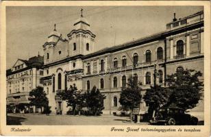 1941 Kolozsvár, Cluj; Ferenc József tudományegyetem és templom, autók / university, church, automobiles (EK)