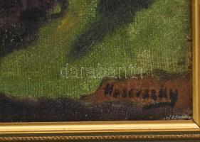 Husovszky János (1883-1961): Nagybányai házak. Olaj, vászon, jelezve jobbra lent. Dekoratív fakeretb...