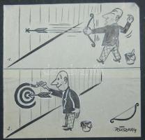 Ruszkay György (1924-1998) Karikatúra, tus-papír, szignált 15x15 cm