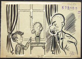 Ruszkay György (1924-1998) Karikatúra, tus-papír, szignált 15x10 cm