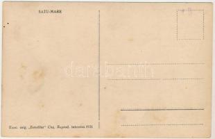 Szatmárnémeti, Szatmár, Satu Mare; Deák tér, székesegyház, automobilok, Sofia Reich üzlete / square,...