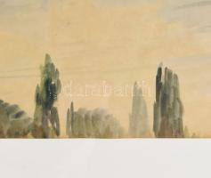 Udvary Pál (1900-1987): Balaton. Akvarell, papír, jelzett, üvegezett fa keretben, 28x40 cm