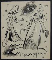 Ruszkay György (1924-1998) Karikatúra, tus-papír, szignált 15x18 cm