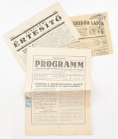 3 db ritkább újság: Vásári kereskedők lapja, 1937 Jubileumi értesítő, kiadja a Nagykőrösi Ipartestület, Programm - idegenek lapja, Mutatványszám.