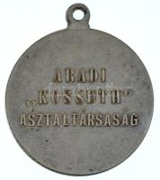 1909. "Arad 1909 Septb. 19. / Aradi 'Kossuth' Asztaltársaság" ezüstözött bronz e...