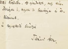 1943 Kolozsvár, Tamási Áron (1897-1966) író autográf levele Bókay Jánosné, ifj. Bókay János (1892-19...