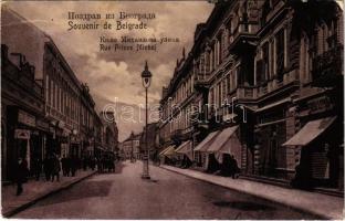 1907 Belgrade, Rue Prince Michel / street, shops (fa)