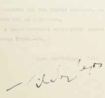 1941 Zilahy Lajos (1891-1974) író, a Híd irodalmi folyóirat szerkesztőjének gépelt sorai ifj. Bókay ...