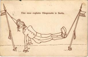 Eine neue englische Hängematte in Berlin / "A new English hammock in Berlin" military mocking humour, Anti-British propaganda. Chromo Lith. Kunstanstalt Georg Wagrandl (EK)