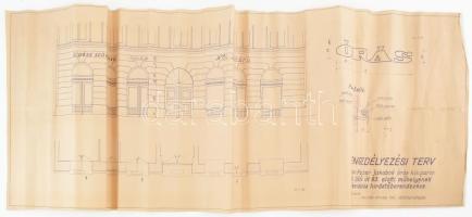 cca 1920 Órás üzlet Bp., IX. Üllői út 83. fotólap, + 1950-es évekből a környékbeli házak tervrajza 85x31 cm