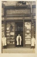 cca 1920 Órás üzlet Bp., IX. Üllői út 83. fotólap, + 1950-es évekből a környékbeli házak tervrajza 8...