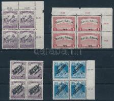 Bánát-Bácska 1919 4 klf négyestömb, 1 bélyeg falcos / 1 stamp hinged. Signed: Bodor