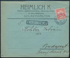 1908 Levél &quot;KOLOZSVÁR / NAGY-KÁROLY&quot; vasúti mozgóposta bélyegzéssel / Cover with railway postmark