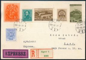 1939 Eger helyi ajánlott expressz levelezőlap / Local registered express postcard