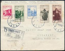 1931 Ajánlott levél 15 db bélyeggel, közte összefüggések / Registered cover with 15 stamps