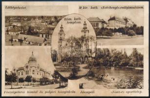 1934 Képeslap "VÁMOSGYÖRK-SZOLNOK" vasúti mozgóposta bélyegzéssel / Postcard with railway ...