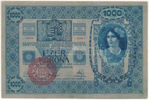 1902. 1000K "1290 96605", piros "MAGYARORSZÁG" felülbélyegzéssel T:F szép papír /  Hungary 1902. 1000 Korona "1290 96605", with red "MAGYARORSZÁG" overprint C:F fine paper Adamo SK35B