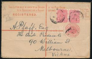 Új-Dél Wales ~1910 Ajánlott levél / New South Wales ~1910 Registered cover to Melbourne