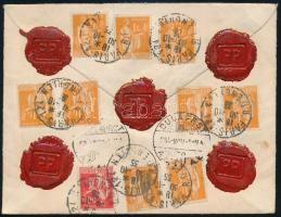 1935 Ajánlott pénzes levél 11 db bélyeggel Budapestre / Registered isured cover with 11 stamps to Hu...