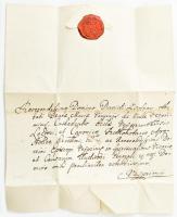 1796 Gaál László kaposmérői káplán latin nyelvű levele Zsolnay Dávid (1742-1810) veszprémi kanonok (1801-től nagyprépost) részére, címeres viaszpecséttel, vízjeles papíron