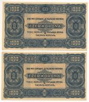1923. 1000K (2x) nyomdahely jelölés nélkül, sorszámkövetők "B 61 380431 - B 61 380432" T:A...