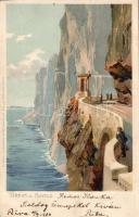 Garda Lake Strada del Ponale litho