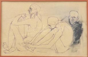 Kondor Béla (1931-1972): Bukás. Tus, toll, ceruza, papír, jelezve középen lent. Üvegezett fakeretben. 14x21 cm