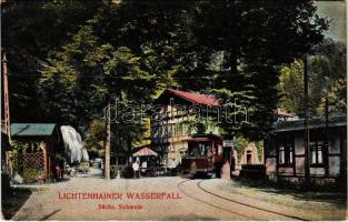 Sebnitz, Lichtenhainer Wasserfall / waterfall, tram (fl)