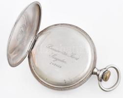 Braunswetter János Szeged zsebóra, magyar címeres tokkal. Jelzett tok, jelzett szerkezet, jelzett sz...