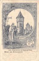 Nagyszeben Harteneck tower and folkwear (EK)