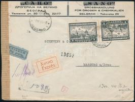 Szerbia 1944 Cenzúrázott légi levél 5 db bélyeggel / Censored airmail cover with 5 stamps