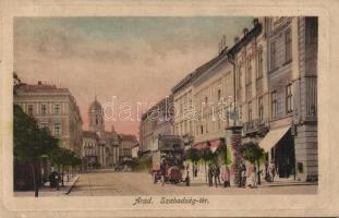 Arad Szabadság square with Cathedral and omnibus