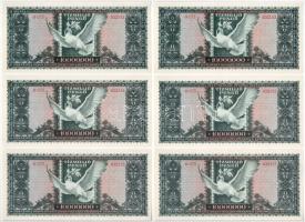 1945. 10.000.000P (6x) sorszámkövetők "O 073 032152 - O 073 032157" T:AU / 
Hungary 1945....