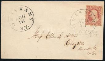 1859 Levél / Cover ORISKANY / N.Y.