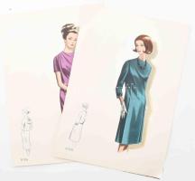 cca 1960 4 db vintage női divatkép, ofszet nyomat, papír, 34x23,5 cm