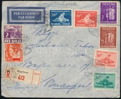 1939 Légi ajánlott levél 8 db bélyeggel / Airmail registered cover