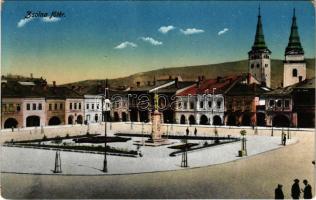 Zsolna, Sillein, Zilina; Fő tér. Schwarcz Vilmos kiadása / main square (kopott sarkak / worn corners)