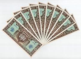 1945. 100.000P (10x) sorszámkövetők két részletben "M 108 015093 - M 108 015100", "M ...