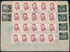 1953 Ajánlott levél 26 db bélyeggel / Registered cover with 26 stamps