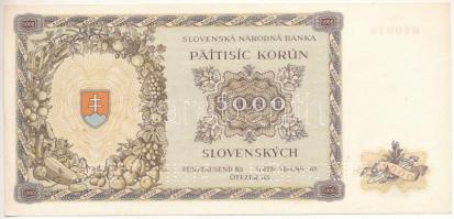 Szlovákia 1944. 5000K "4Kl 010019", "SPECIMEN (MINTA)" perforációval T:VF /
Slo...