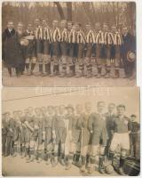 1920 Budagyöngye Sport Club - 2 db eredeti fotó képeslap a labdarúgó csapatról, focisták, sport / 2 original photo postcards of a Hungarian football team
