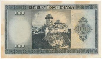 Csehszlovákia 1945. 1000K három perforált lyukkal, "BL 175,032" T:AU foltok / 
Czechoslov...