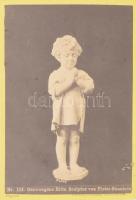 1873 Pietro Guanerio szobra, keményhátú fotó, Klösz György, vágott karton, 9,5×7 cm