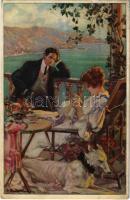 1921 Szerelmespár. Olasz művészlap / Italian art postcard, couple in love. Proprieta artistica riservata 312-3. s: Balest. (?) (EB)