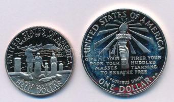 Amerikai Egyesült Államok 1986S 1/2$ Cu-Ni "Bevándorlók Nemzete" + 1986S 1$ Ag "Szaba...