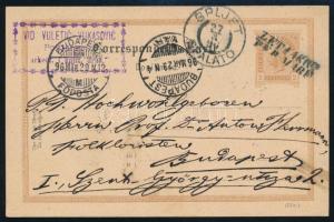 1896 Osztrák díjjegyes levelezőlap tengeri posta bélyegzéssel SLJET / SPALATO - BUDAPEST